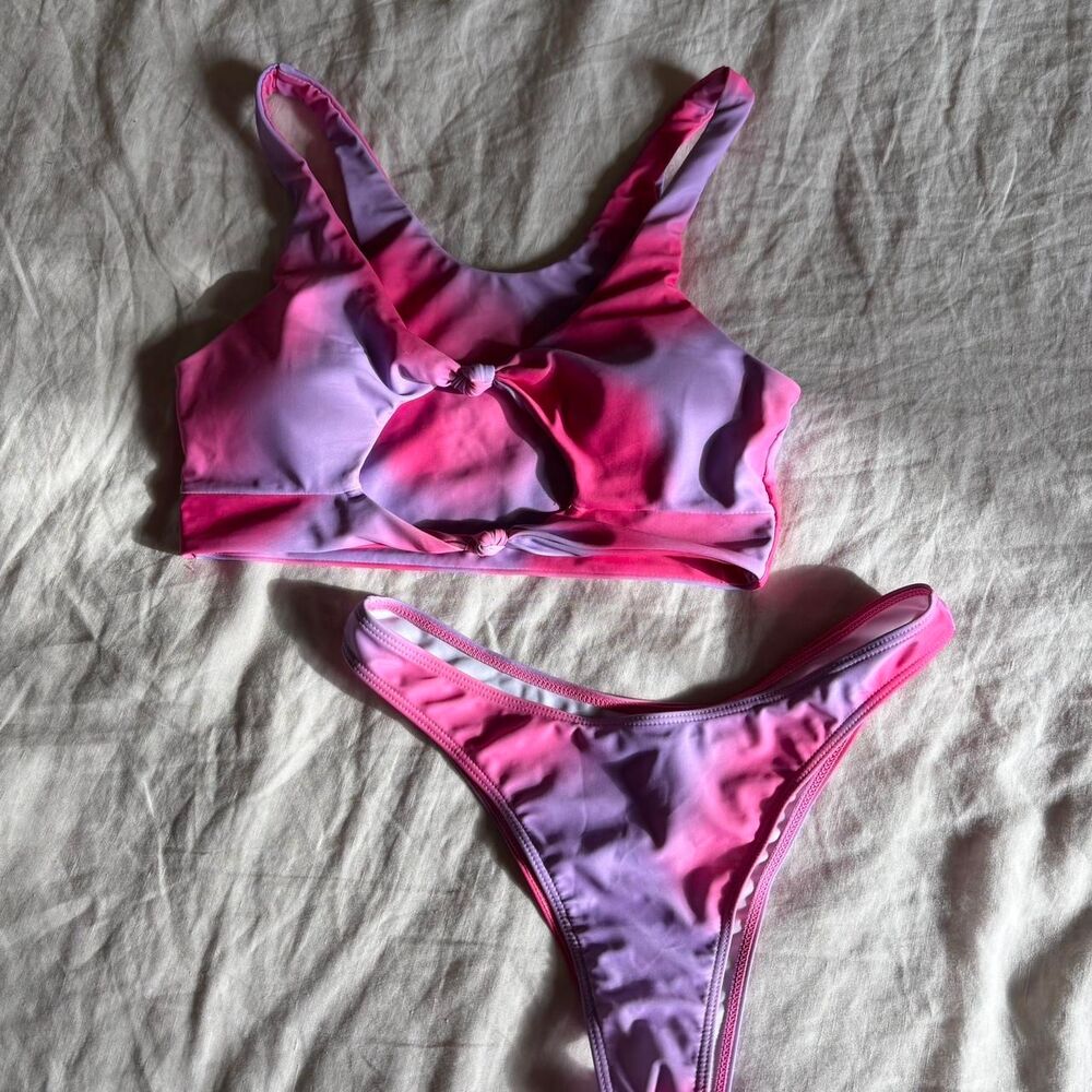 Colorful Pink and Purple Never Worn Bikini Set Size Medium